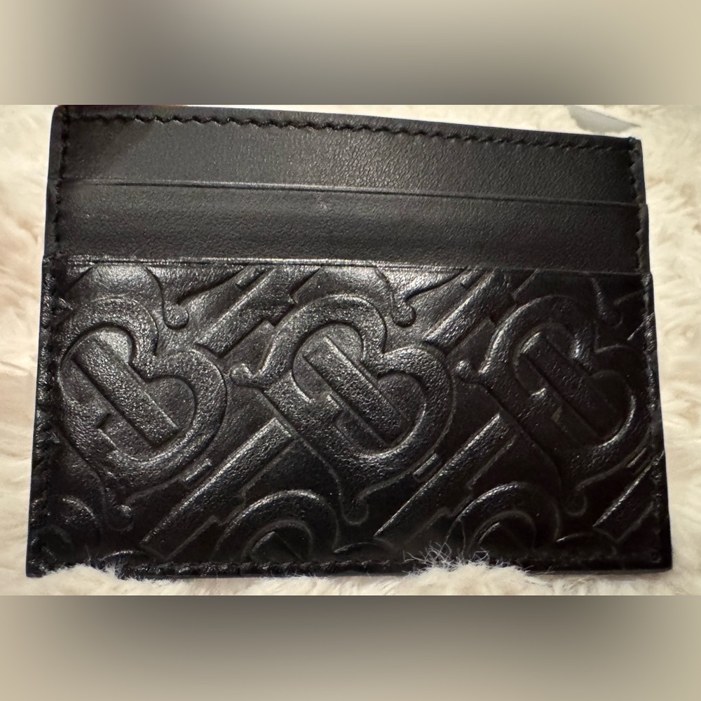 BURBERRY Monogram Leather Card Case in Black Authentic NEW